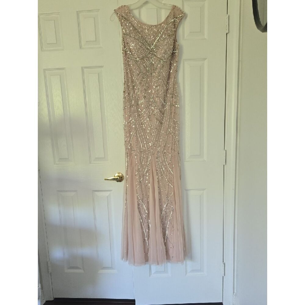 Adrianna Papell Blush Pink Sequin-Trim Dress